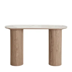 Sale House Nordic ATHENS Console aux bords arrondis effet marbre et bois L120cm