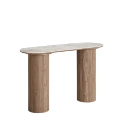 Sale House Nordic ATHENS Console aux bords arrondis effet marbre et bois L120cm