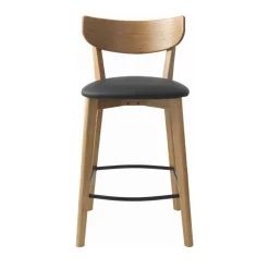 New No name AUDE Lot de 2 chaises de bar en bois et simili H67cm
