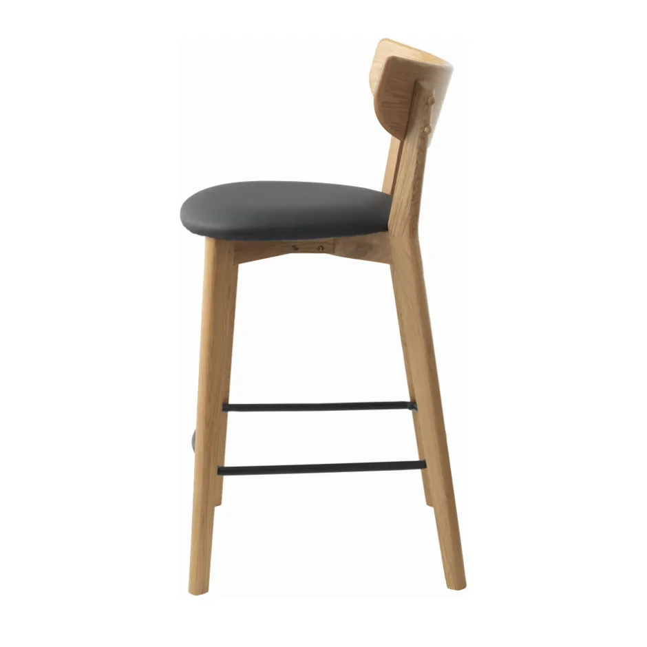 New No name AUDE Lot de 2 chaises de bar en bois et simili H67cm