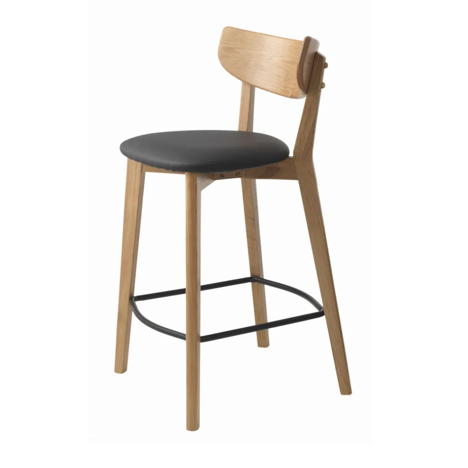New No name AUDE Lot de 2 chaises de bar en bois et simili H67cm