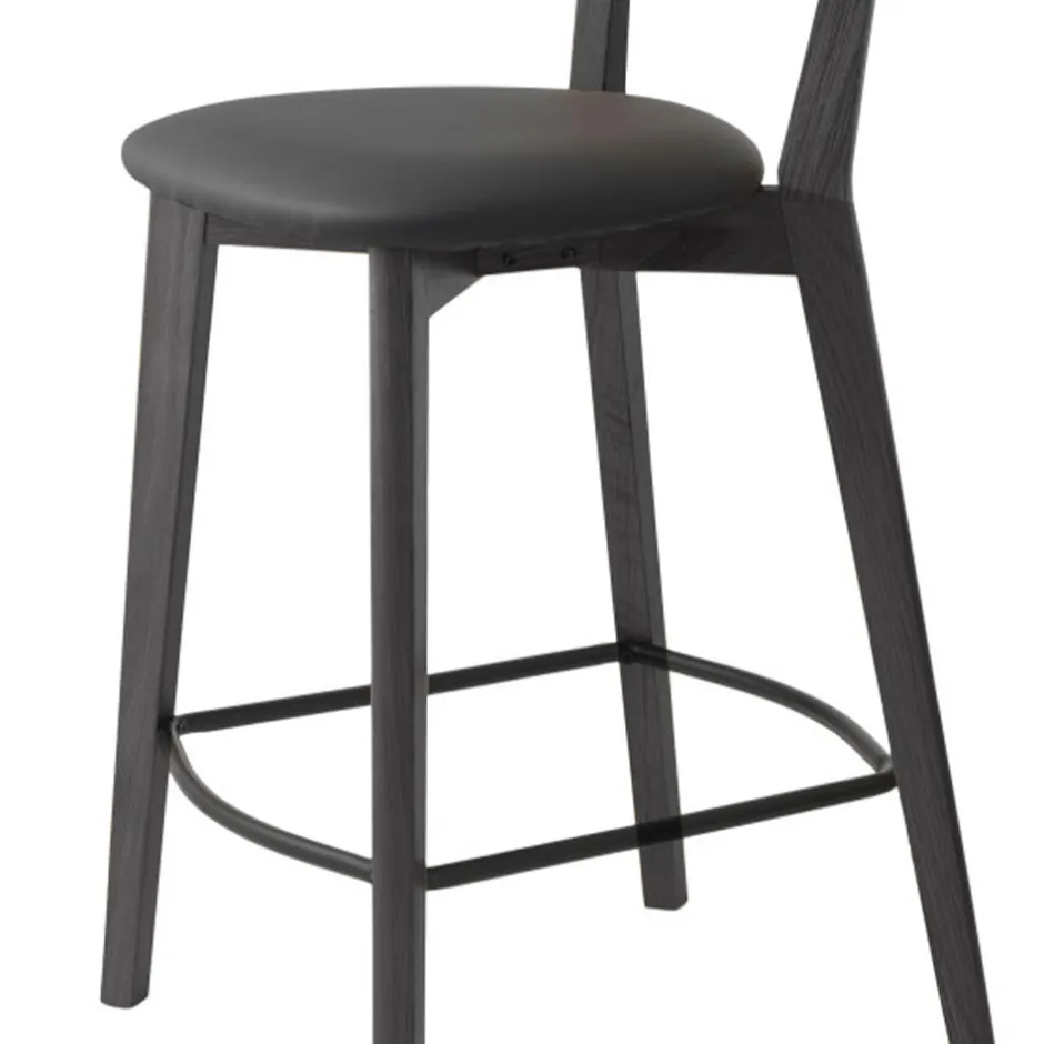 New No name AUDE Lot de 2 chaises de bar en bois et simili H67cm