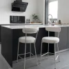 Clearance Drawer BADALONA Tabouret de bar en tissu bouclette pieds beiges H65cm