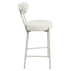 Clearance Drawer BADALONA Tabouret de bar en tissu bouclette pieds beiges H65cm