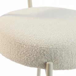 Clearance Drawer BADALONA Tabouret de bar en tissu bouclette pieds beiges H65cm