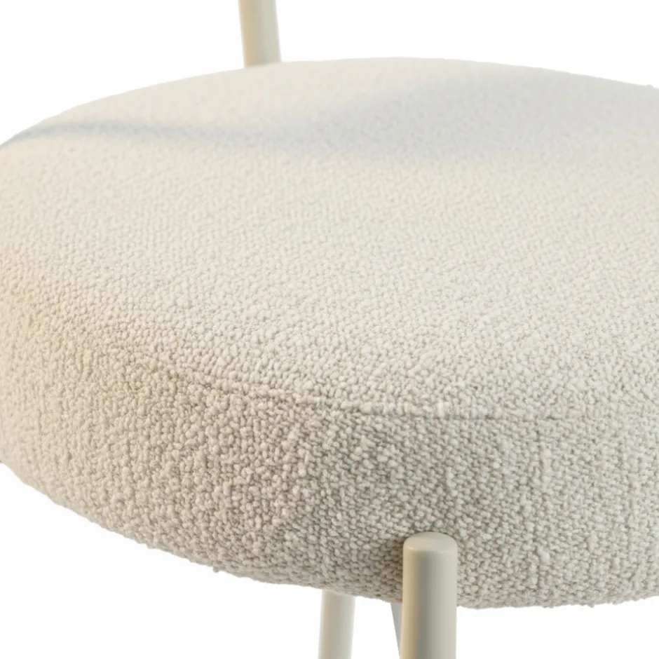 Clearance Drawer BADALONA Tabouret de bar en tissu bouclette pieds beiges H65cm