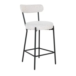 Clearance House Nordic BADALONA Tabouret de bar en tissu bouclette et métal H65cm