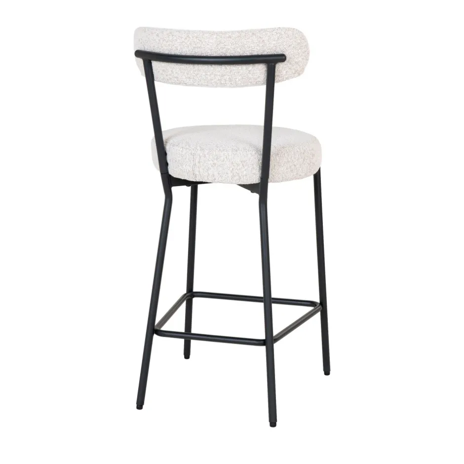 Clearance House Nordic BADALONA Tabouret de bar en tissu bouclette et métal H65cm