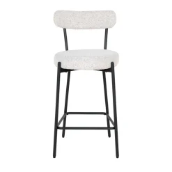 Clearance House Nordic BADALONA Tabouret de bar en tissu bouclette et métal H65cm