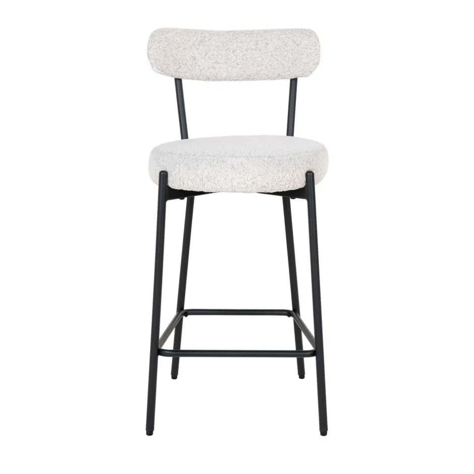 Clearance House Nordic BADALONA Tabouret de bar en tissu bouclette et métal H65cm
