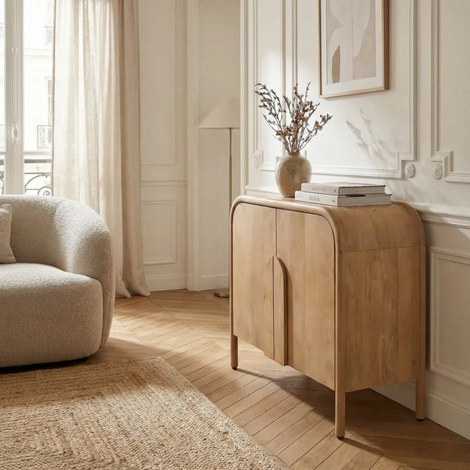 Online Drawer BALI Buffet 2 portes en bois massif L90cm