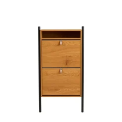 Outlet House Nordic BARCO Meuble à chaussures 2 portes en bois et métal L62cm