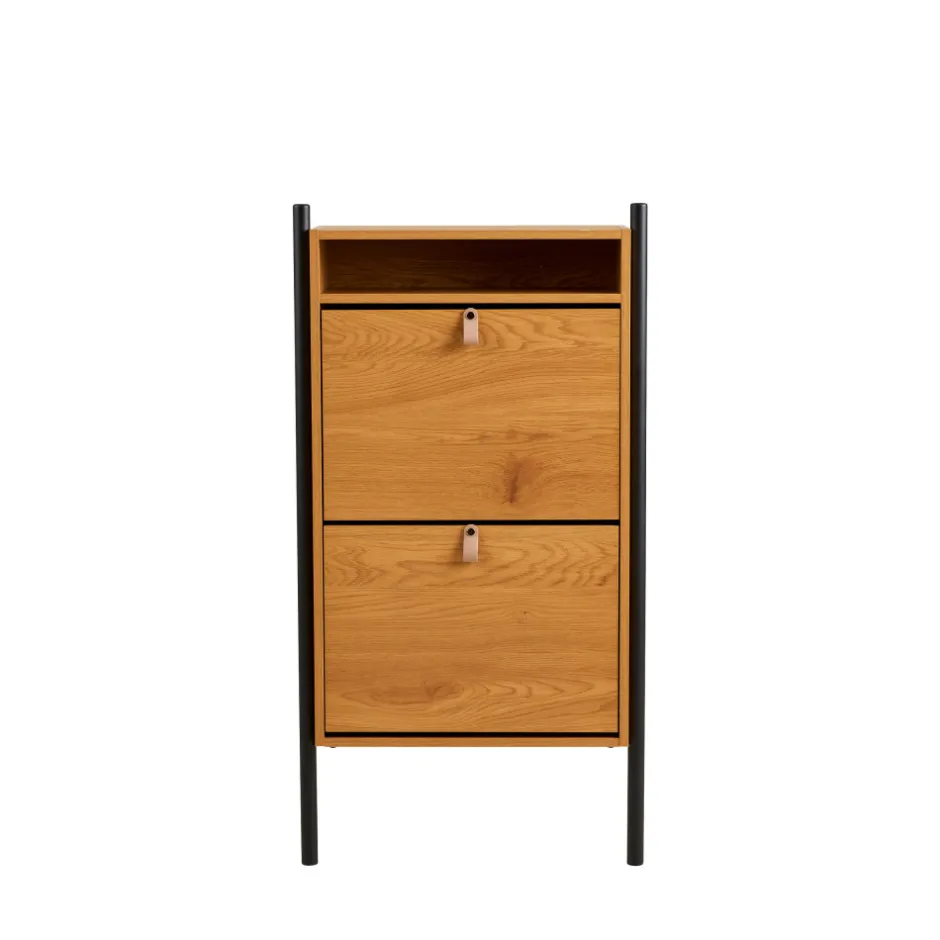 Outlet House Nordic BARCO Meuble à chaussures 2 portes en bois et métal L62cm