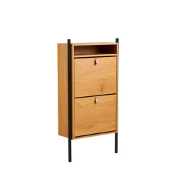 Outlet House Nordic BARCO Meuble à chaussures 2 portes en bois et métal L62cm