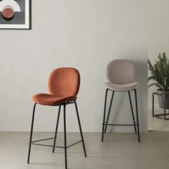Discount No name BEGA Lot de 2 chaises de bar en tissu et métal H65cm