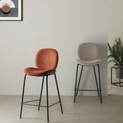 Discount No name BEGA Lot de 2 chaises de bar en tissu et métal H65cm