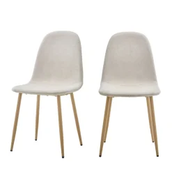 Outlet Drawer BELLA Lot de 2 chaises en tissu piètement effet bois