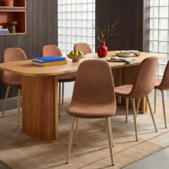 Outlet Drawer BELLA Lot de 2 chaises en tissu piètement effet bois