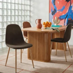 Outlet Drawer BELLA Lot de 2 chaises en tissu piètement effet bois