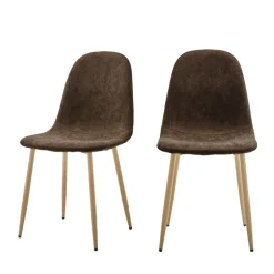 Outlet Drawer BELLA Lot de 2 chaises en tissu piètement effet bois
