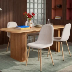 Outlet Drawer BELLA Lot de 2 chaises en tissu piètement effet bois