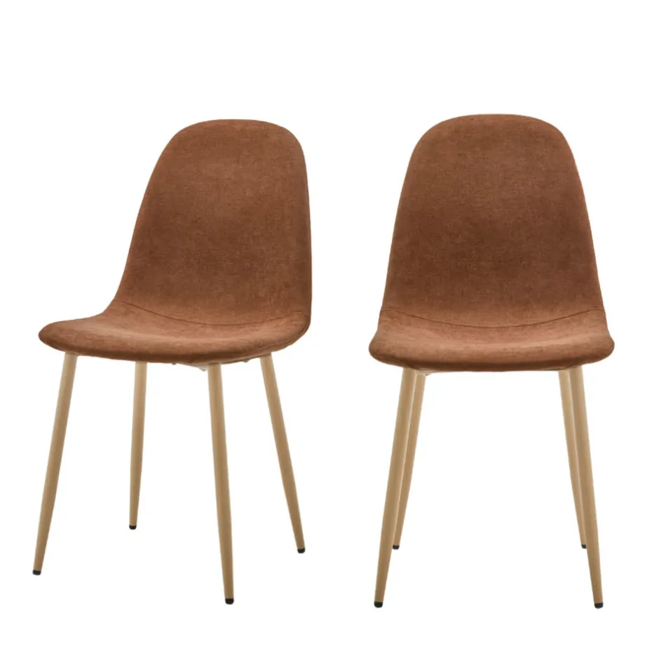 Outlet Drawer BELLA Lot de 2 chaises en tissu piètement effet bois