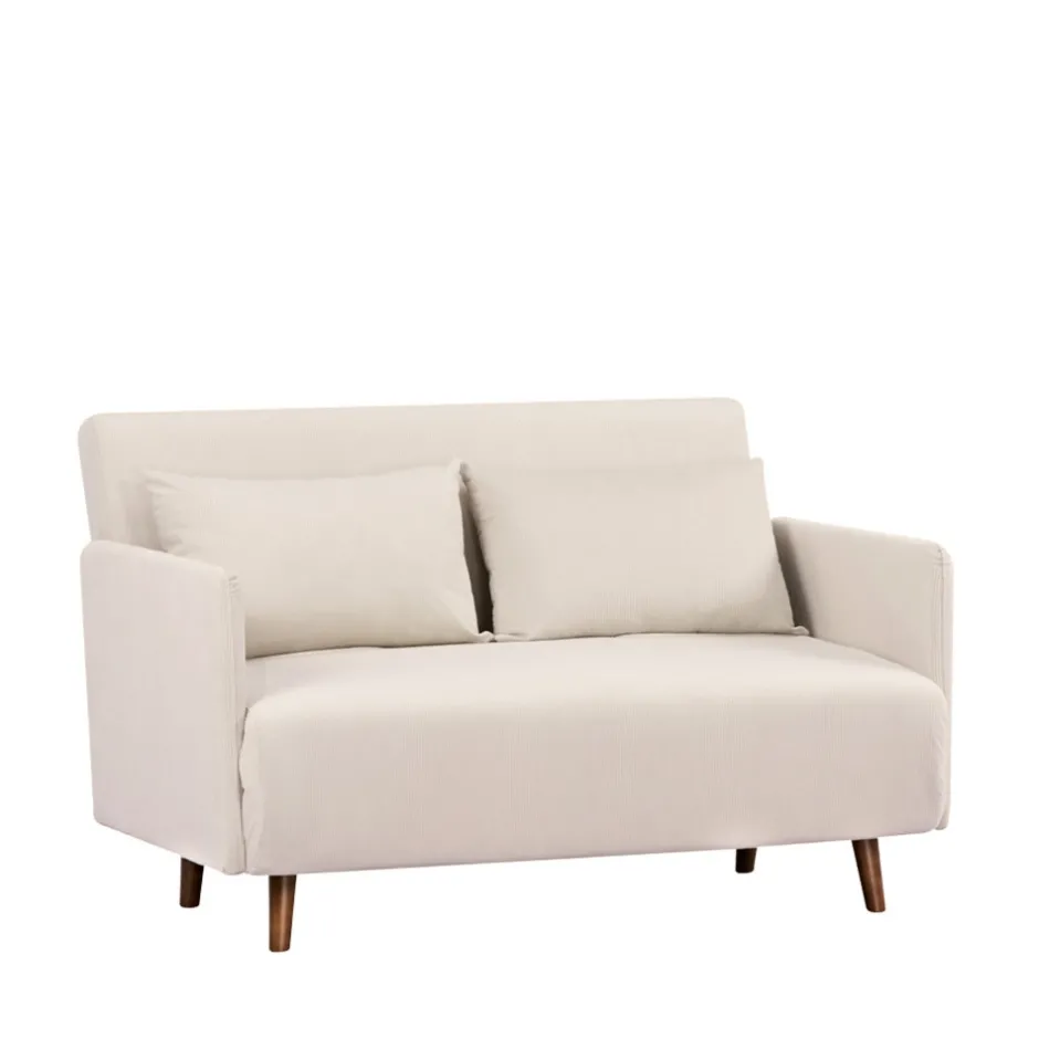Clearance Drawer BELUSHI Canapé convertible 2 places en velours côtelé pieds bois foncé