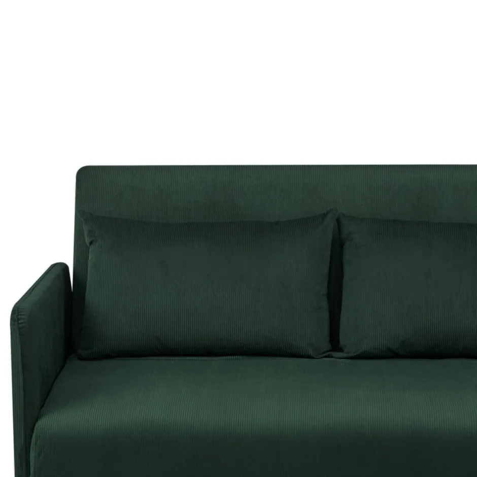 Clearance Drawer BELUSHI Canapé convertible 2 places en velours côtelé pieds bois foncé