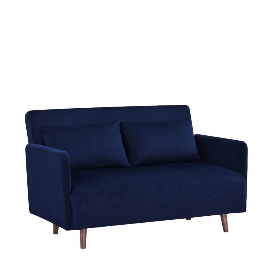 Clearance Drawer BELUSHI Canapé convertible 2 places en velours côtelé pieds bois foncé