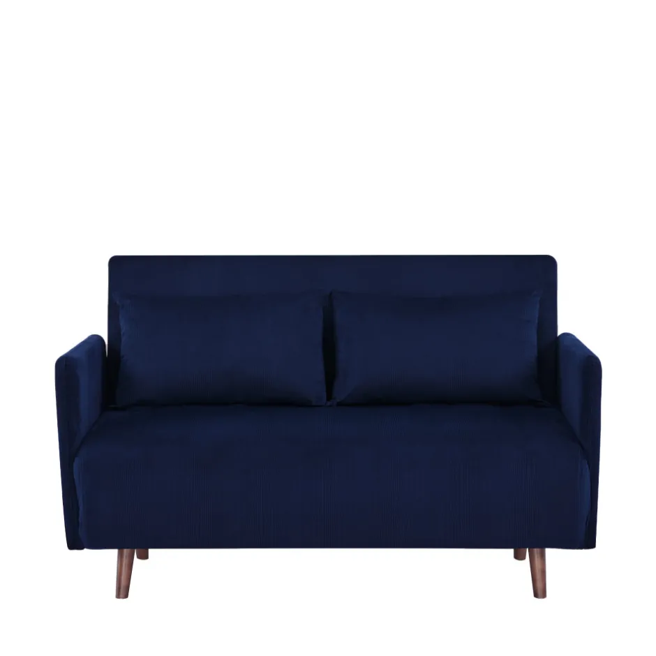 Clearance Drawer BELUSHI Canapé convertible 2 places en velours côtelé pieds bois foncé