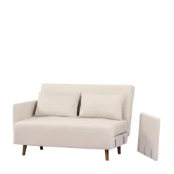 Clearance Drawer BELUSHI Canapé convertible 2 places en velours côtelé pieds bois foncé