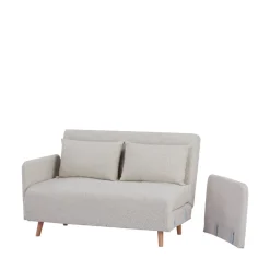 Online Drawer BELUSHI Canapé convertible 2 places en tissu bouclette pieds bois clair