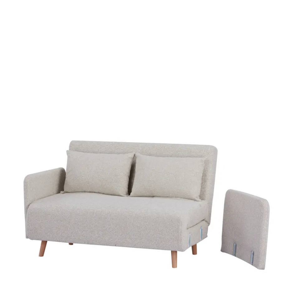 Online Drawer BELUSHI Canapé convertible 2 places en tissu bouclette pieds bois clair