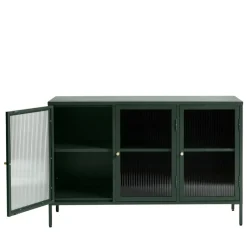 Hot No name BJORN Buffet 3 portes en verre strié et métal L132cm