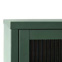 Hot No name BJORN Buffet 3 portes en verre strié et métal L132cm