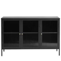 Hot No name BJORN Buffet 3 portes en verre strié et métal L132cm
