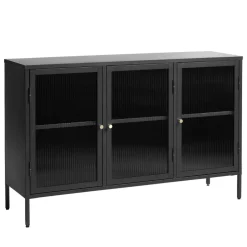 Hot No name BJORN Buffet 3 portes en verre strié et métal L132cm