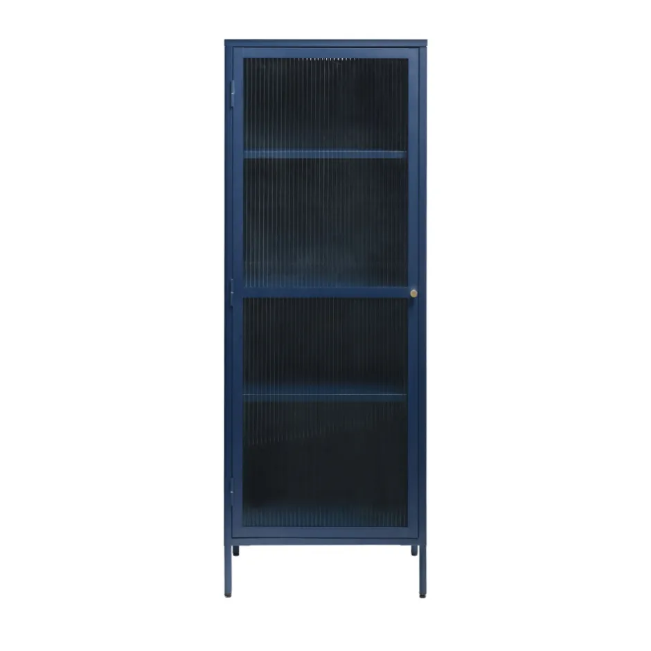 Discount No name BJORN Colonne de rangement 1 porte en verre strié et métal H160cm