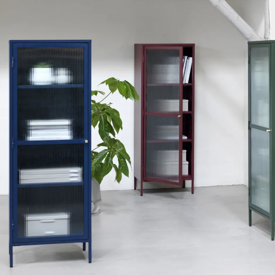 Discount No name BJORN Colonne de rangement 1 porte en verre strié et métal H160cm