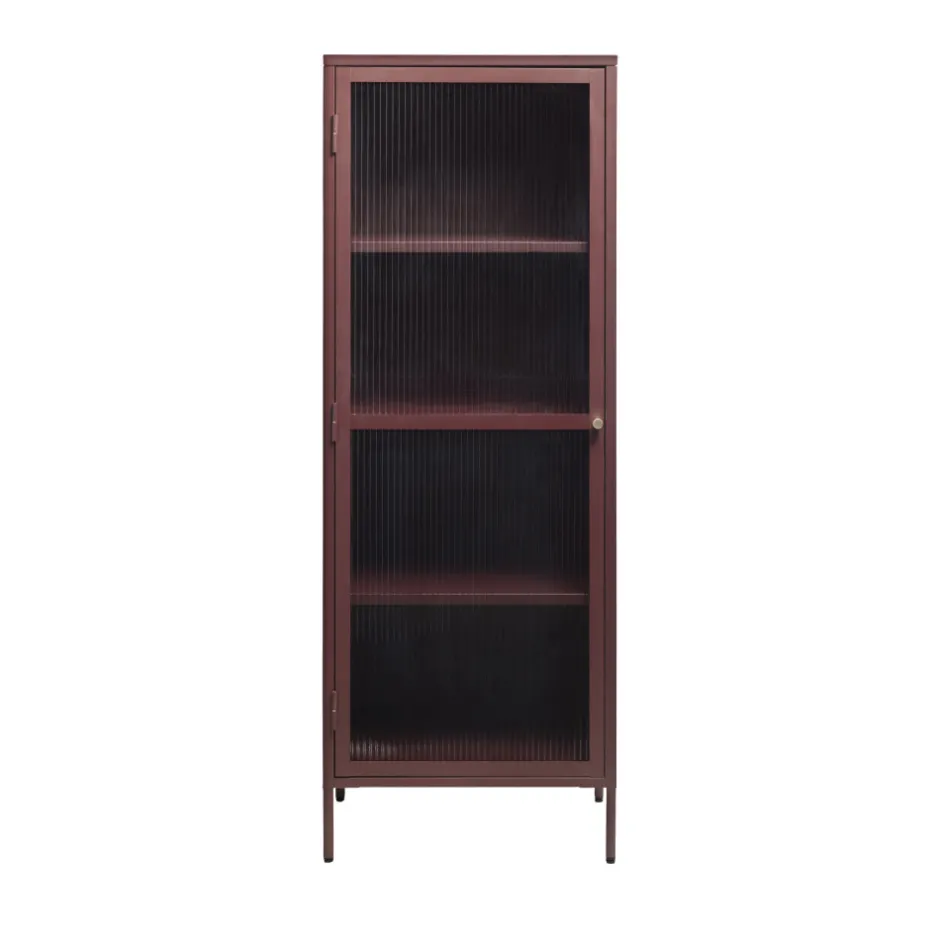 Discount No name BJORN Colonne de rangement 1 porte en verre strié et métal H160cm