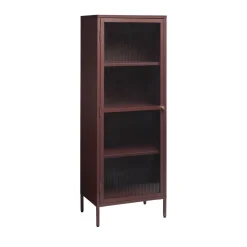 Discount No name BJORN Colonne de rangement 1 porte en verre strié et métal H160cm