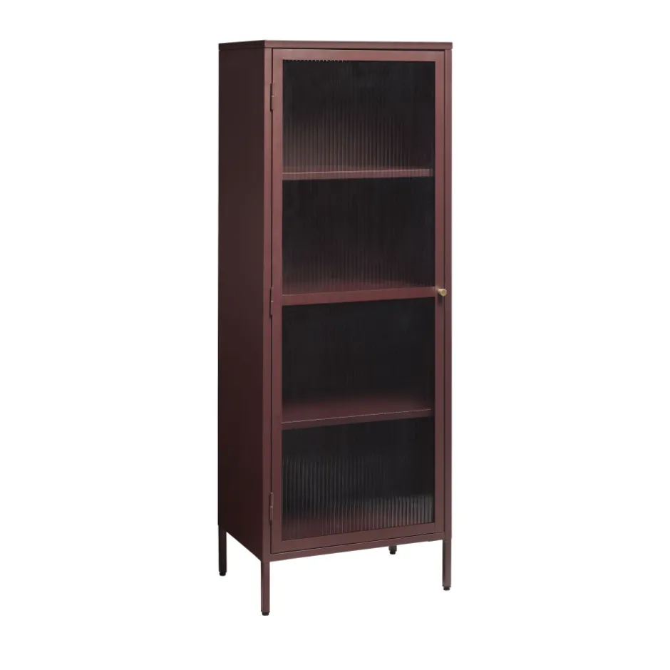Discount No name BJORN Colonne de rangement 1 porte en verre strié et métal H160cm