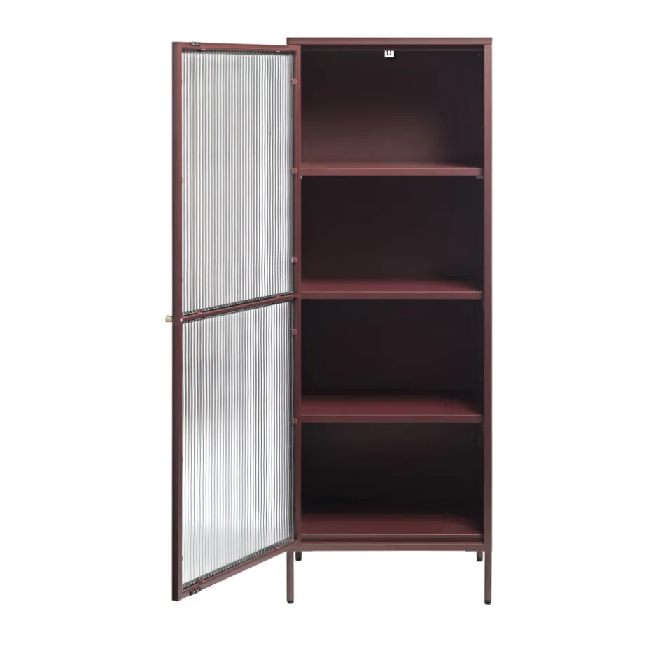Discount No name BJORN Colonne de rangement 1 porte en verre strié et métal H160cm