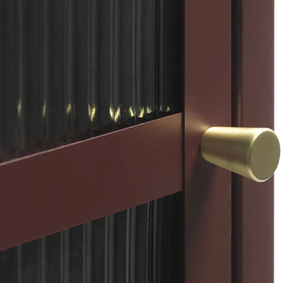 Discount No name BJORN Colonne de rangement 1 porte en verre strié et métal H160cm