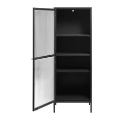 Discount No name BJORN Colonne de rangement 1 porte en verre strié et métal H160cm