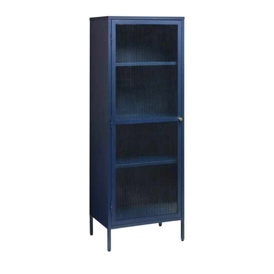 Discount No name BJORN Colonne de rangement 1 porte en verre strié et métal H160cm