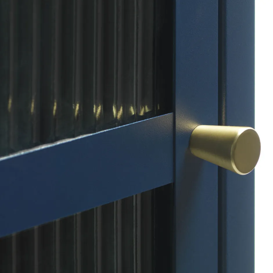 Discount No name BJORN Colonne de rangement 1 porte en verre strié et métal H160cm