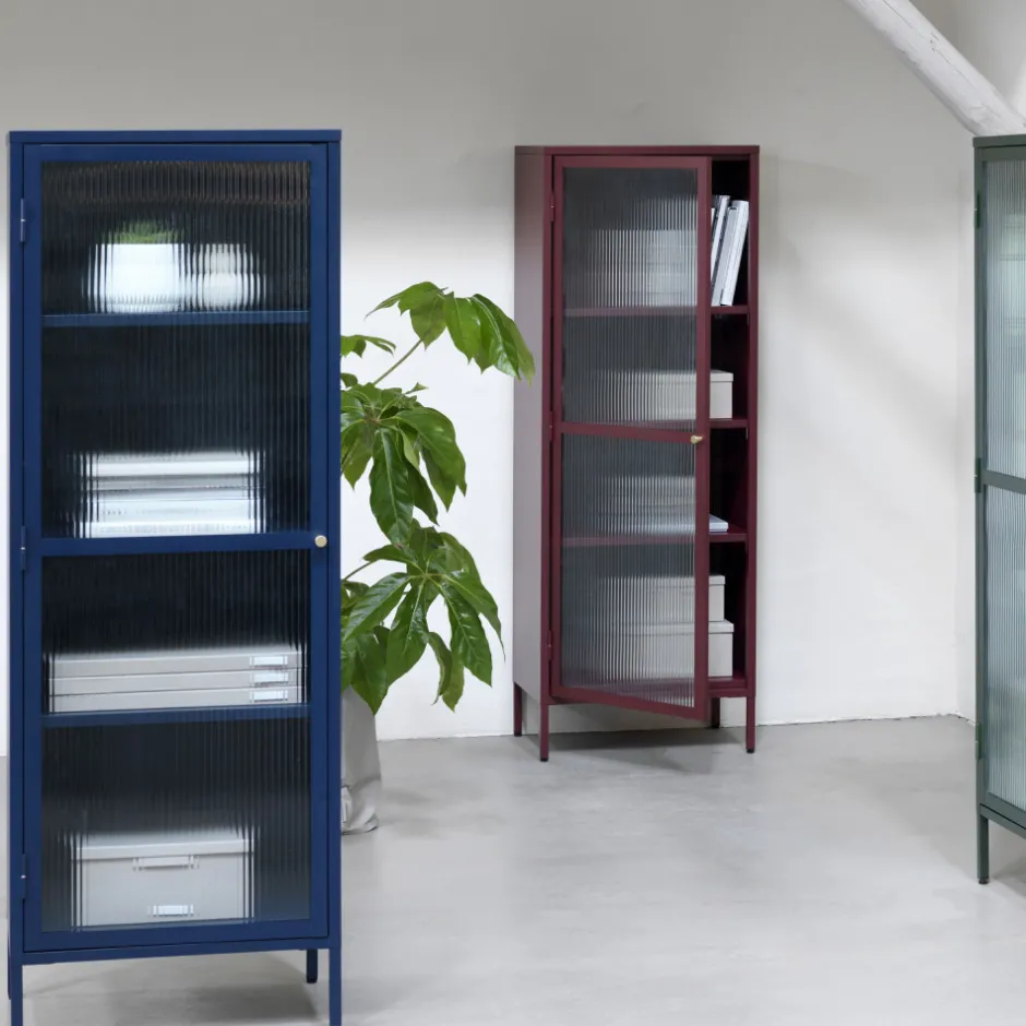 Discount No name BJORN Colonne de rangement 1 porte en verre strié et métal H160cm