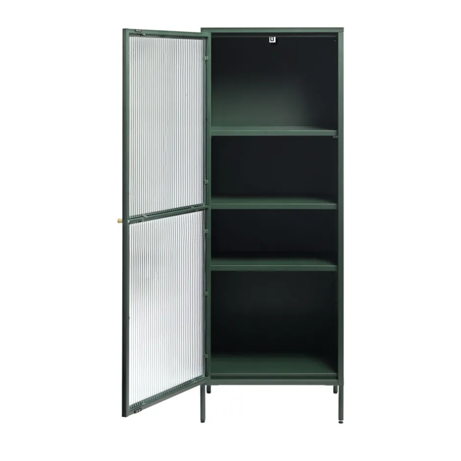 Discount No name BJORN Colonne de rangement 1 porte en verre strié et métal H160cm