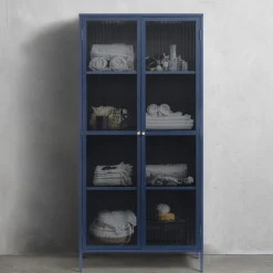 Sale No name BJORN Vaisselier 2 portes en verre stié et métal H190cm